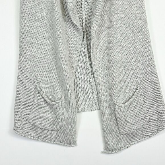 Holistia Grey Chunky Knit Open Front Cardigan Vest Sweater Women's Medium Large - Picture 3 of 8